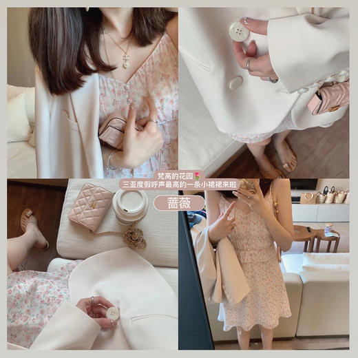 金蘑菇菇【梵高的花园】三亚度假裙！收腰气质甜辣碎花吊带连衣裙 商品图2