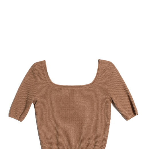 女士2022新款12针双股提花亚麻截短套头衫 商品图4