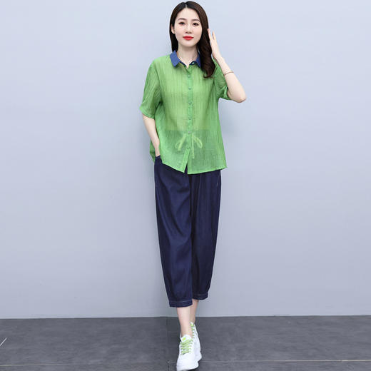棉麻套装新款大码休闲时尚薄款妈妈显瘦两件套HR-WY08129 商品图6