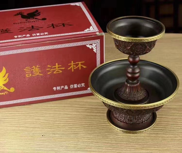 纯铜护法杯 吉祥八宝精品供杯西藏藏传佛教密宗法器佛具供水护法 八吉祥浮雕护法杯