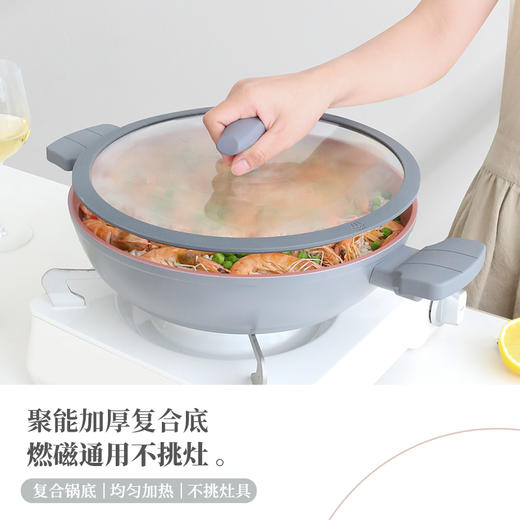 KIMS COOK星空灰双耳汤锅家用多功能锅电磁炉通用不粘锅28cm 商品图3
