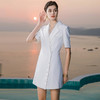 AD短袖西装连衣裙女白色职业装气质女神范套装裙高级感蕾丝西服裙 商品缩略图2