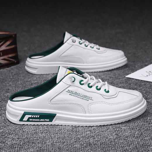 男鞋2023夏季新款半拖鞋男透气潮流小白板鞋男士一脚蹬懒人帆布鞋sjmh12 商品图4