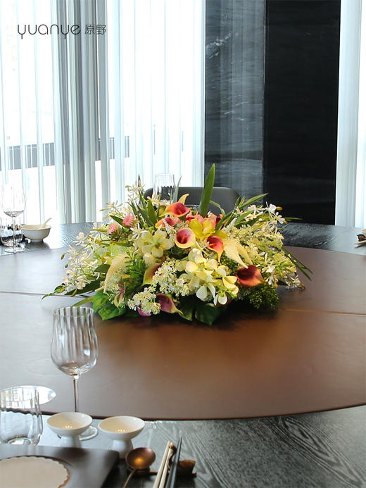酒店圆桌转盘餐桌花摆花高端仿真花餐厅包厢客厅玄关假花装饰摆件 商品图4