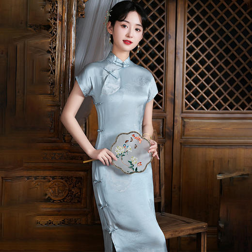 SWX8115 古法一片式全开襟旗袍年轻款少女2022新款夏季长款连衣裙 商品图1