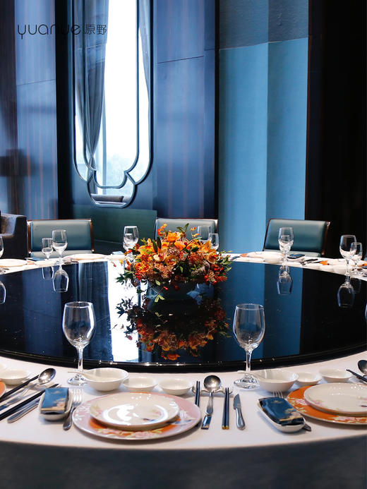 酒店圆桌转盘餐桌花摆花新中式高端餐厅客厅玄关假花摆设装饰摆件 商品图3