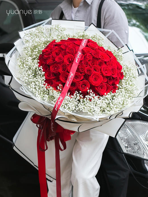 （3种颜色可选）99朵红玫瑰粉玫瑰香槟玫瑰韩式花束 商品图1