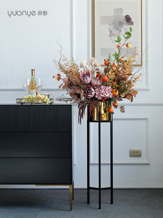 假花仿真花摆设客厅酒店商场落地花艺摆件高档金属架轻奢装饰插花 商品图4