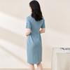 剩S/M/L/XXL 米思阳2025夏季新款纯色气质淑女包臀裙子知性显瘦短袖连衣裙1552 商品缩略图3