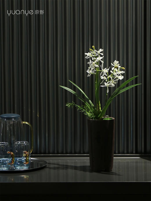 新中式兰花仿真花高档假花盆景客厅茶室前台酒店餐厅装饰花摆设件 商品图4