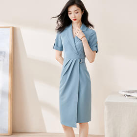 剩S/M/L/XXL 米思阳2025夏季新款纯色气质淑女包臀裙子知性显瘦短袖连衣裙1552