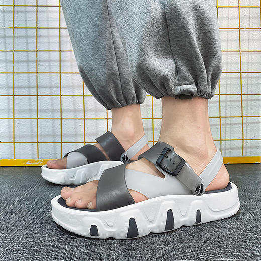 沙滩鞋男士2023新款夏季外穿潮流百搭运动休闲两穿踩屎感皮凉拖鞋sjmh16 商品图6