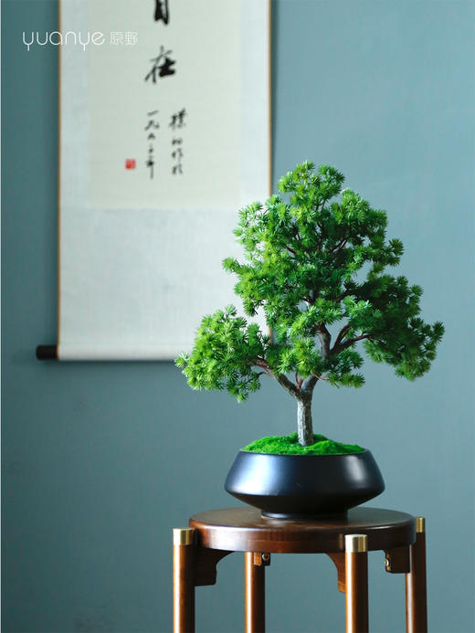新中式禅意仿真迎客松盆景摆件客厅玄关茶桌酒店软装饰品绿植景观 商品图3