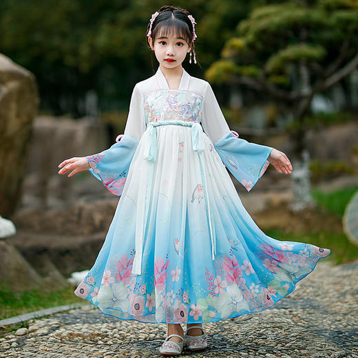 DY-8675汉服女童夏装中国风薄款襦裙古装连衣裙仙小女孩裙儿童唐装 商品图0
