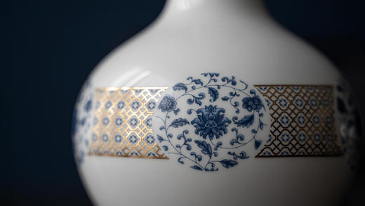 富玉  花瓶卧室陶瓷器中式居家装饰品花瓶-缠枝天球瓶 商品图3