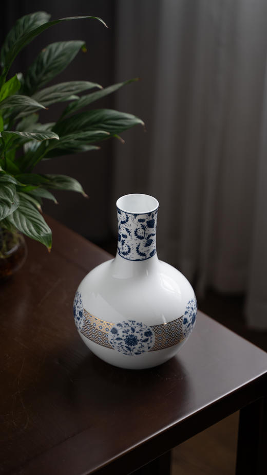 富玉  花瓶卧室陶瓷器中式居家装饰品花瓶-缠枝天球瓶 商品图2