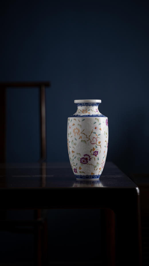 富玉  玲珑花瓶卧室陶瓷器中式居家装饰品花瓶-蝶恋花玲珑瓶 商品图1