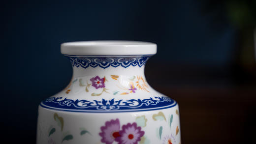 富玉  玲珑花瓶卧室陶瓷器中式居家装饰品花瓶-蝶恋花玲珑瓶 商品图2