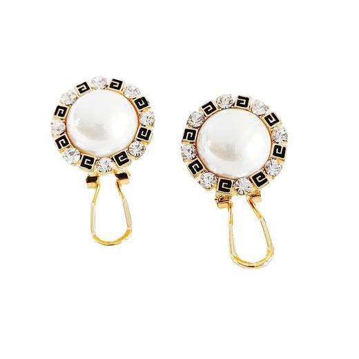 JU-A4632新款珍珠合金花盘水钻耳扣欧美气质大气时尚百搭耳环耳饰女 商品图4