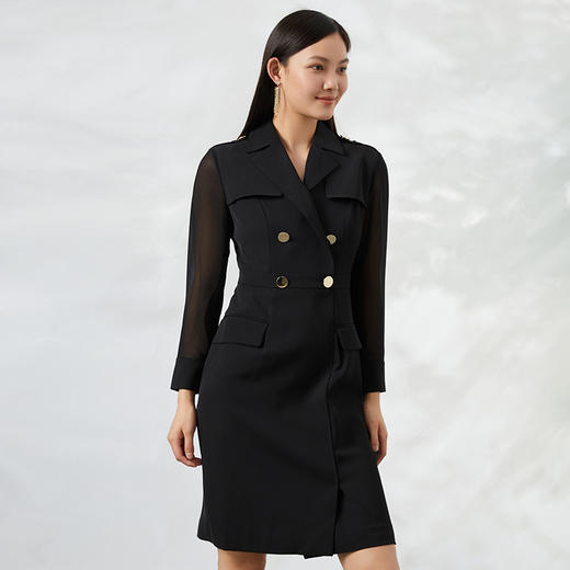 EITIE爱特爱女装夏季新品干练成熟V领收腰显瘦连衣裙6607379 商品图2