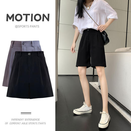 「垂顺质感看得见！感受夏季清凉」西装短裤女夏季外穿薄款2022年宽松直筒潮ins中裤高腰雪纺五分裤子 商品图0