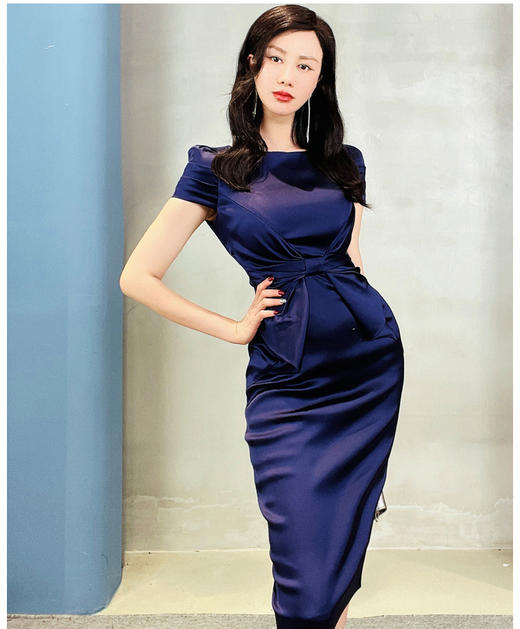 “仪式感系列“J20284418A颈袖添香季新款女装职场工作正装修身包臀蝴蝶结短袖ol连衣裙J20284418A 商品图1
