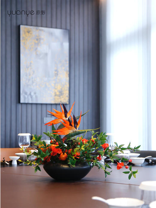中式仿真花餐桌花摆花酒店茶室茶桌玄关假花摆设高端餐厅装饰摆件 商品图4