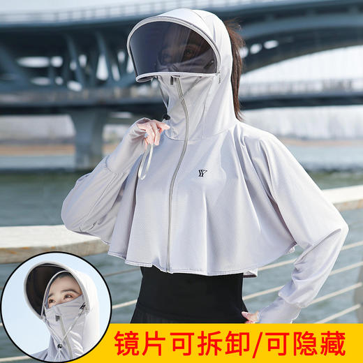 BMT-YYtkm衣女款夏季新款薄款冰丝透气电动车短款宽松连帽户外 商品图4