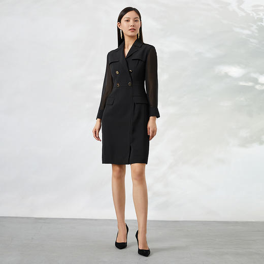 EITIE爱特爱女装夏季新品干练成熟V领收腰显瘦连衣裙6607379 商品图3