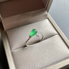 高冰种阳绿翡翠水滴戒指18k白金钻石镶嵌 商品缩略图0