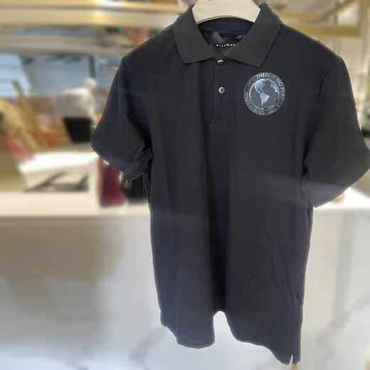 RICHMOND 男士棉质地球徽标翻领短袖T恤 黑色 RMP19235PO BLACK 商品图0