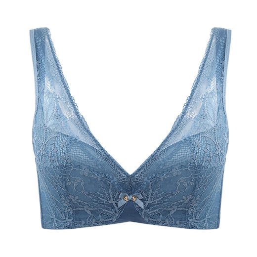 贝佳人新品全罩红色内衣女大胸显小背心式深V蕾丝花边文胸本命年 商品图2