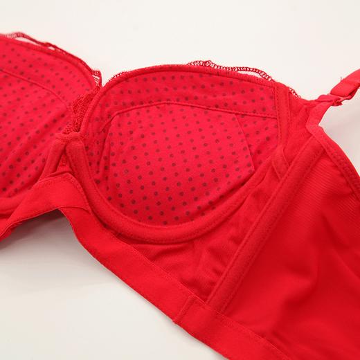 贝佳人新品自然聚拢抬托本命年红文胸3/4中厚杯内衣无压软钢圈 商品图4