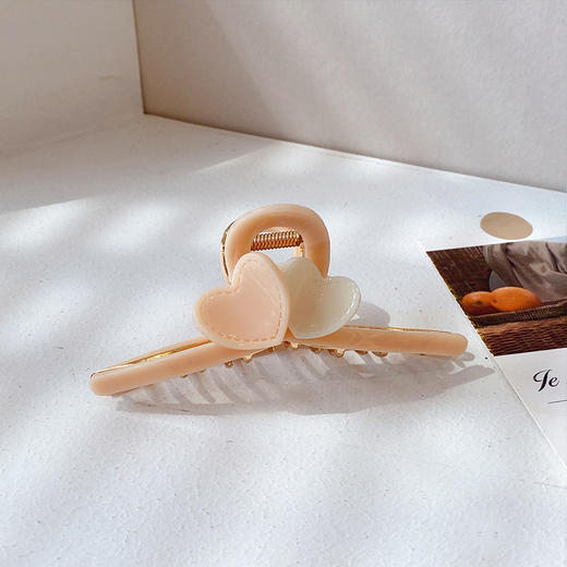 LBE-dz589韩版奶茶咖色爱心发夹后脑勺抓夹鲨鱼夹感网红甜美女头饰 商品图4
