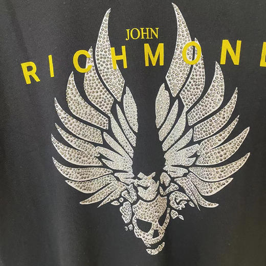 RICHMOND 男士棉质镶钻骷髅翅膀圆领短袖T恤 黑色 RMP19224TS BLACK 商品图2