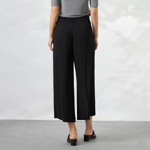 下架-EITIE爱特爱纯色通勤显瘦简约阔腿裤九分裤6605310裤子 商品图4