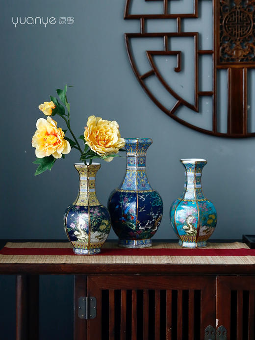 祥瑞财运装饰品摆设件酒店家居客厅玄关插花瓷器珐琅彩瓷薄胎陶艺 商品图0