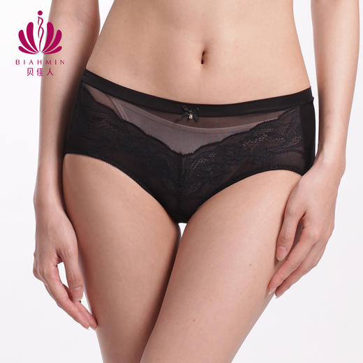 贝佳人新品包臀舒适中腰内裤轻薄通透性感平角裤 商品图2
