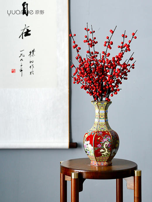 祥瑞财运装饰品摆设件酒店家居客厅玄关插花瓷器珐琅彩瓷薄胎陶艺 商品图4