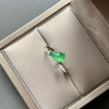 高冰种阳绿翡翠水滴戒指18k白金钻石镶嵌 商品缩略图2