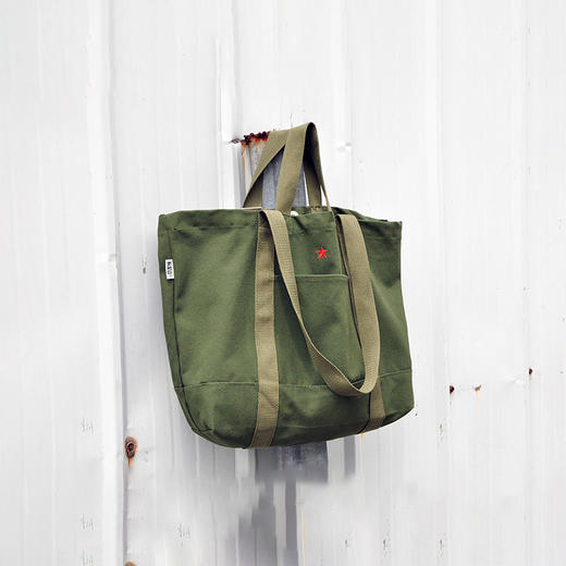 钟书阁橄榄绿布袋帆布包单肩包手拎小布包文艺布袋饭盒包饭盒袋小清新系列 商品图3
