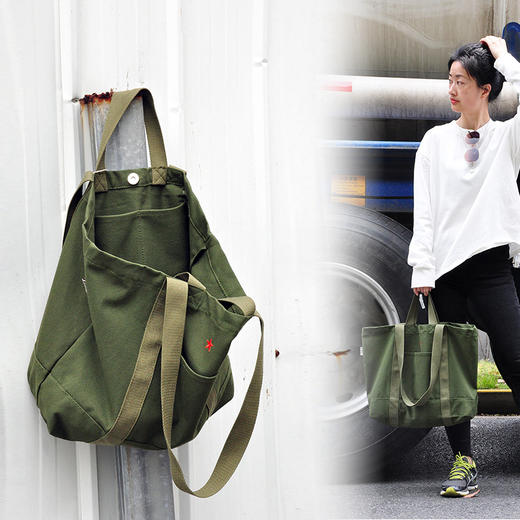 钟书阁橄榄绿布袋帆布包单肩包手拎小布包文艺布袋饭盒包饭盒袋小清新系列 商品图4