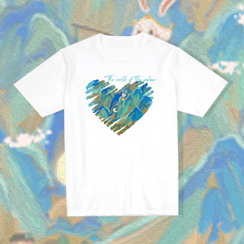 宫里的世界 江山垂钓赏月印花纯棉T恤