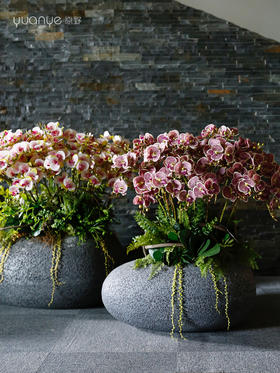 高档大型蝴蝶兰仿真花落地摆件酒店别墅大堂前台客厅装饰摆设假花