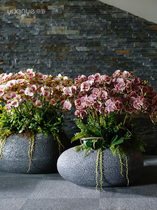 高档大型蝴蝶兰仿真花落地摆件酒店别墅大堂前台客厅装饰摆设假花 商品图0