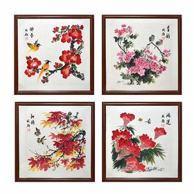 贾致魁鸿运当头花鸟斗方画套组