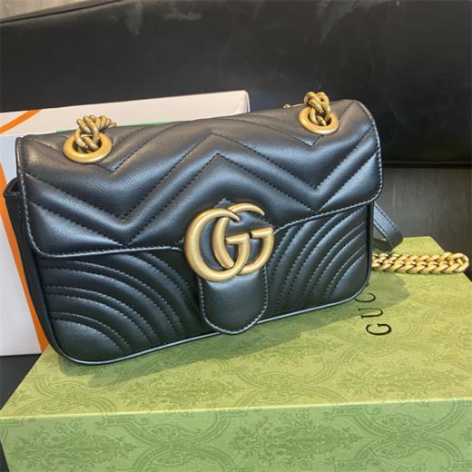 H070古Q牛皮双G扣链条包单肩斜挎包 商品图0