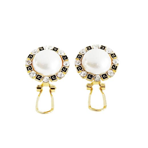 JU-A4632新款珍珠合金花盘水钻耳扣欧美气质大气时尚百搭耳环耳饰女 商品图2