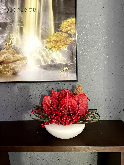 中式仿真花餐桌花摆花酒店茶室茶桌玄关假花摆设高端餐厅装饰摆件 商品图3