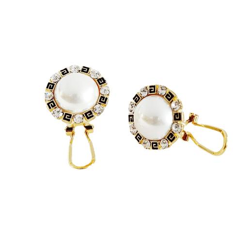 JU-A4632新款珍珠合金花盘水钻耳扣欧美气质大气时尚百搭耳环耳饰女 商品图3